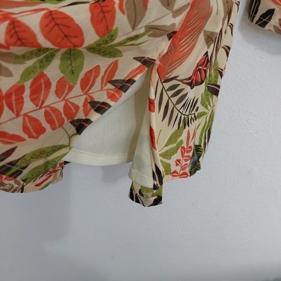 Santé Womens Fall Leaves Print Jeweled V-Neck Tunic Top Plus Size 2X Long Sleeve - Picture 5 of 10